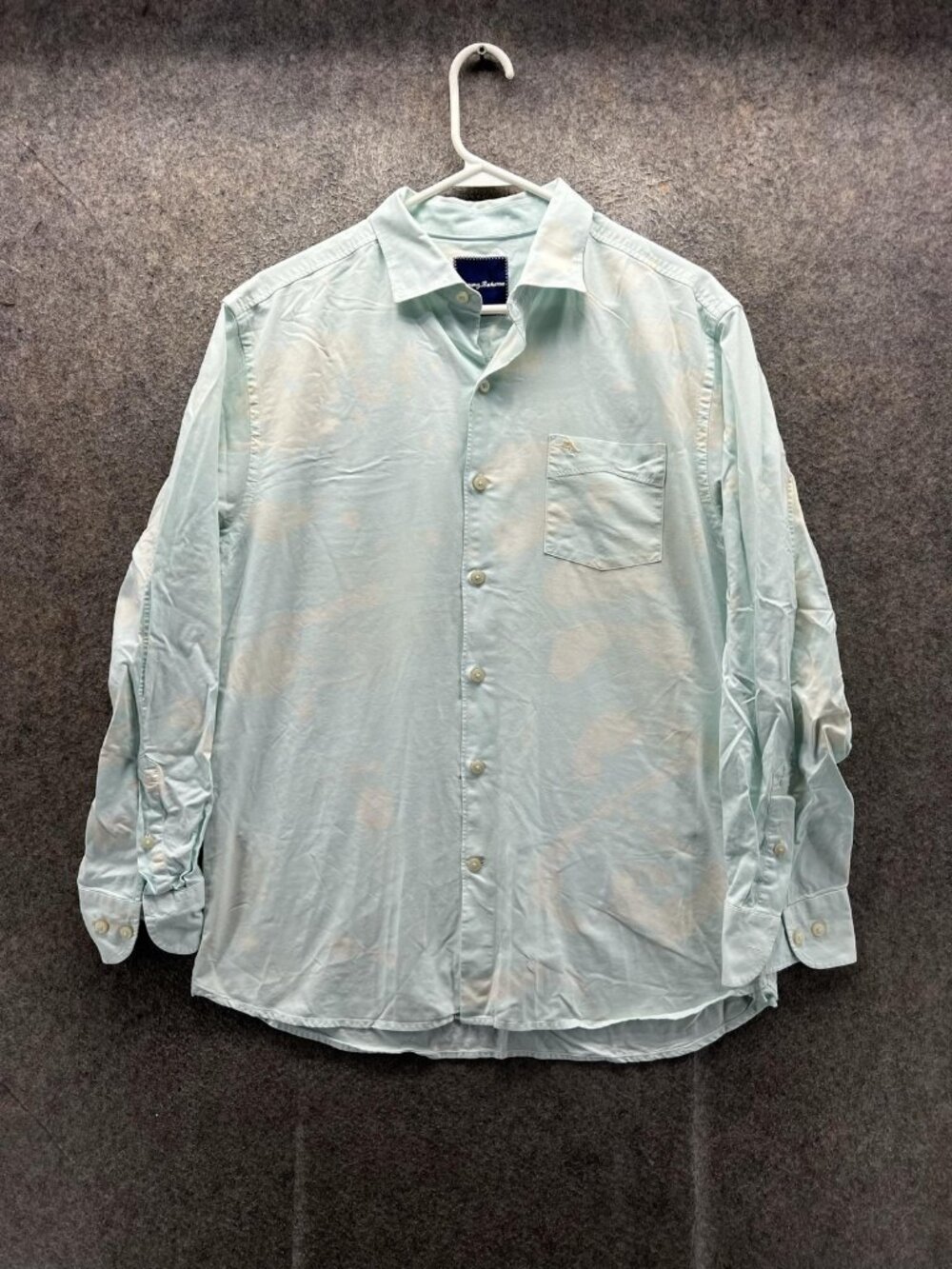 Tommy Bahama Shirt Men Medium Blue Floral Silk Long Sleeve Button Up Casual